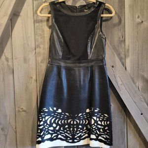 Like Brand New Laundry Black Mixed Media Leather Cutout Sheath Dress Size 2